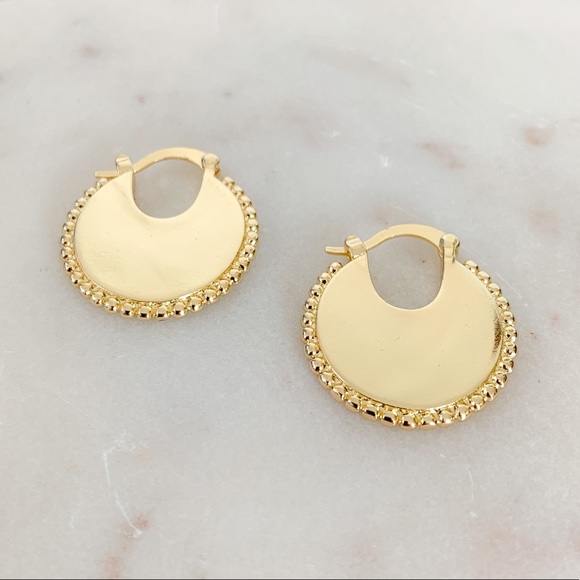 Small Statement Fan Earrings | 24k Gold Plated - Picture 2 of 7